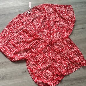 Red Patterned Kimono Top
